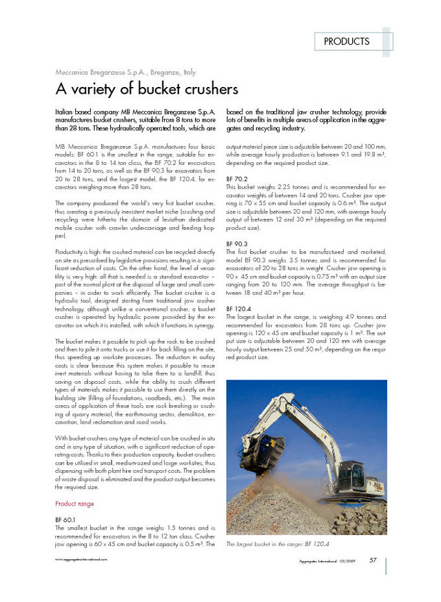  - A variety of bucket crushers