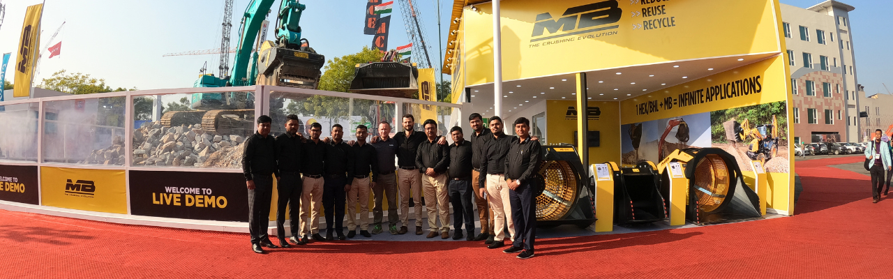 MB Crusher Live Demo at BAUMA CONEXPO INDIA 2024