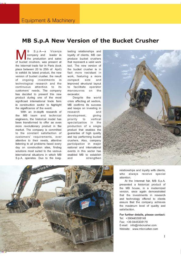  - MB S.p.A New Version of the Bucket Crusher