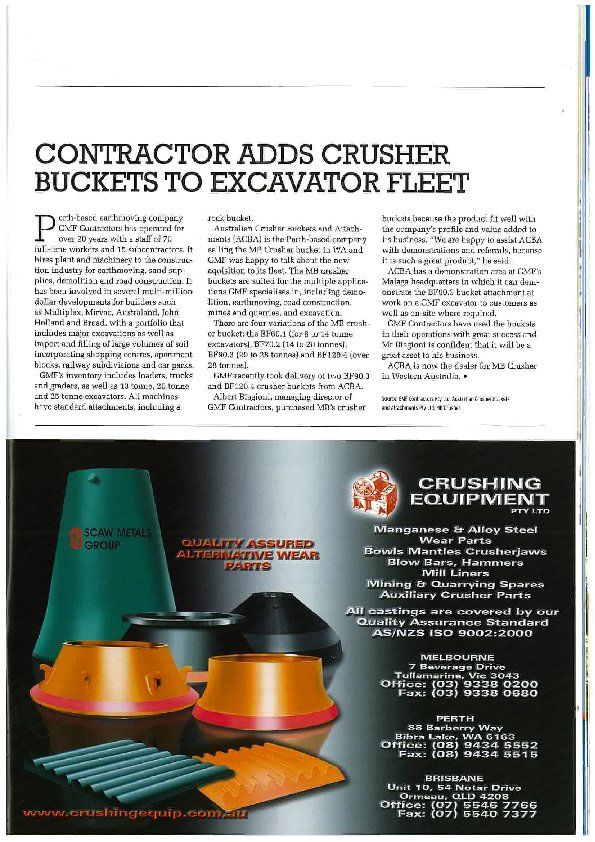  - Contractors adds crusher buckets to excavator fleet 