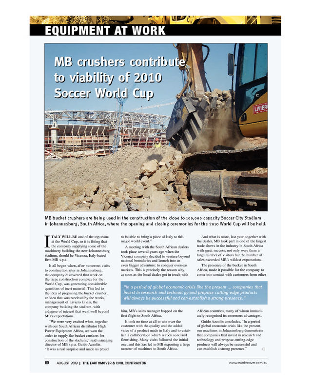  - MB crushers contribute to viability of 2010 Soccer World Cup