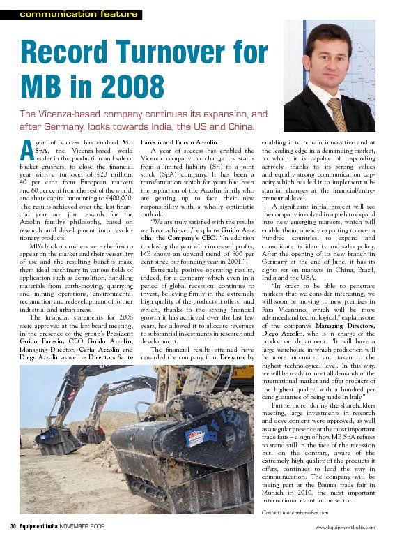  - Record Turnover for MB in 2008