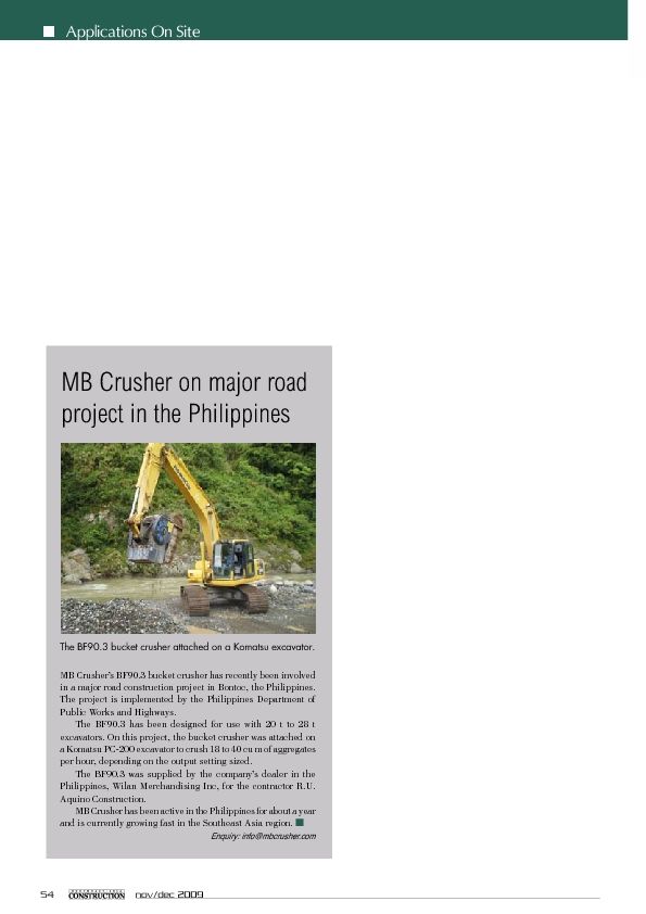  - MB Crusher on major road project in the Philippines