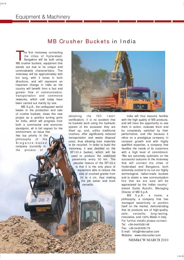  - MB Crusher Buckets in India