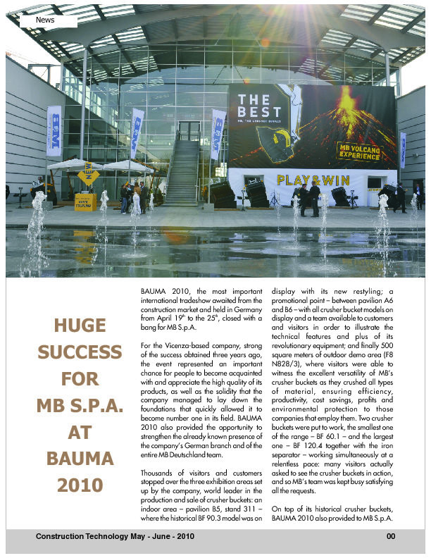  - HUGE SUCCESS FOR MB S.P.A. AT BAUMA 2010
