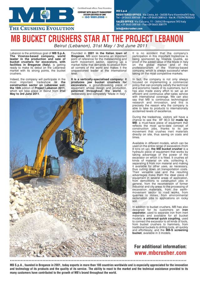  - MB Crusher Buckets start at the Project Lebanon