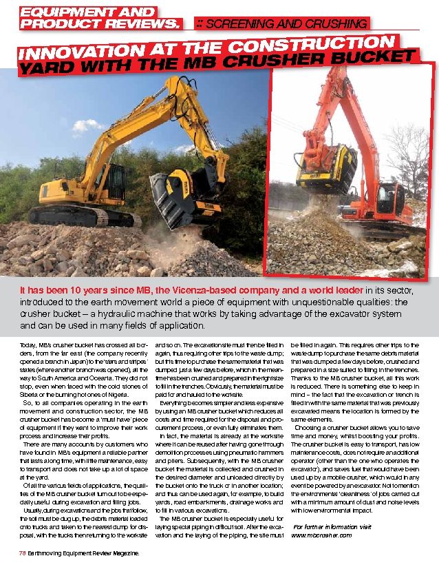  - INNOVATION AT THE CONSTRUCTION YARD WITH THE MB CRUSHER BUCKET