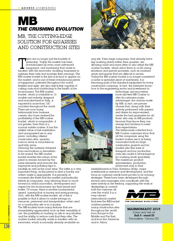  - MB, THE CUTTING-EDGE SOLUTION FOR QUARRIES AND CONSTRUCTION SITES