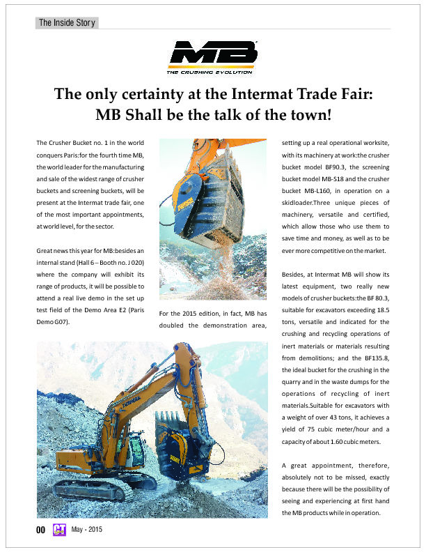  - The only certainty at the Intermat Trade Fair: MB Shall be the talk of the town!