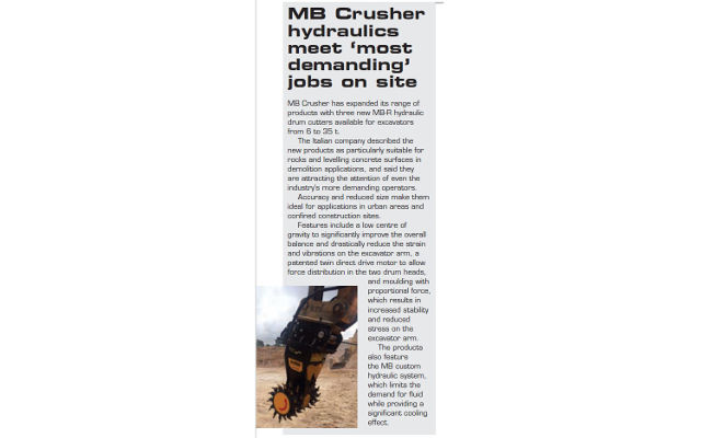  - MB Crusher hydraulics meet ‘most demanding’ jobs on site