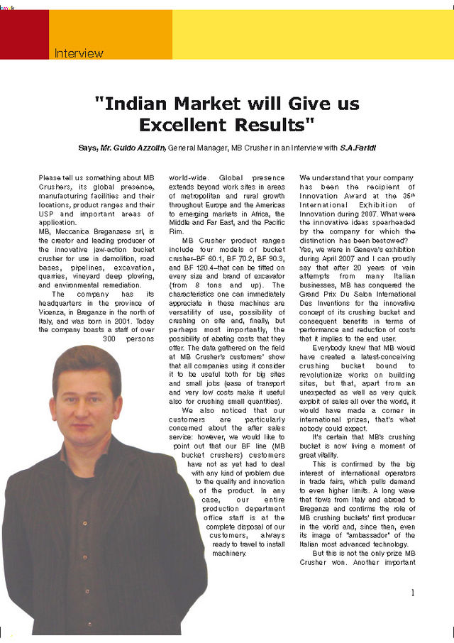 - "Indian Market will Give us Excellent Results"